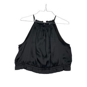 Express Women’s Black Crop Top Size Large Tie Back